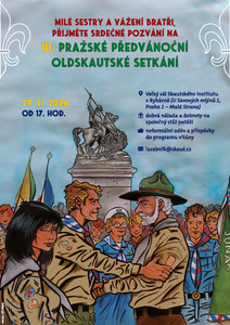 Pozvánka na III. Pražské před-<br>vánoční oldskautské setkání |<br> kresba: Jiří Filípek, grafika: OPL