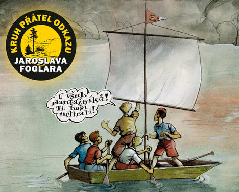 Půvabná kresba Pavla Čecha a značka Kruhu přátel odkazu Jaroslava <br>Foglara; detail z obálky Foglarovského sborníku č. 13 | výřez: OPL